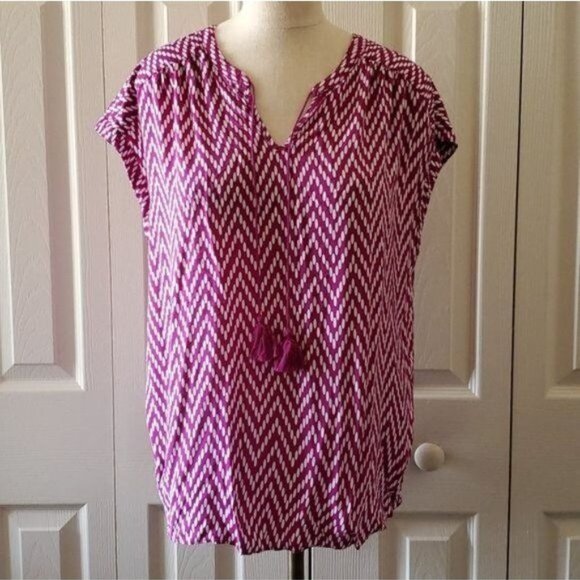 Blouse St John's Bay Tunic Top Shirt Cap Sleeves Women's WOMAN'S Large Petite - Picture 3 of 11